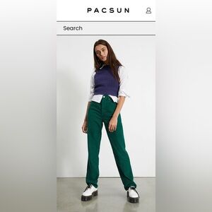 Pac Sun’s super cute and casual Green Corduroy Dad Jeans.
